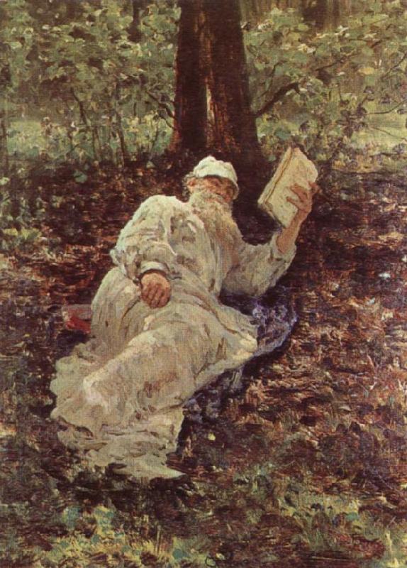 llya Yefimovich Repin Tolstoy Resting in the Wood china oil painting image